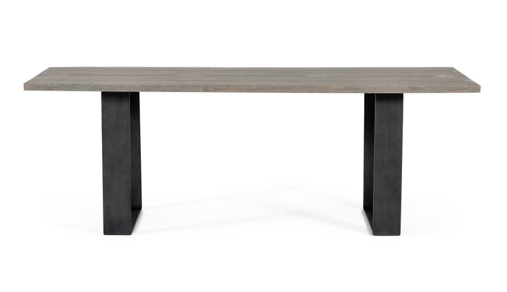 Murphy - Modern Grey Aged Oak &amp; Black Metal Dining Table
