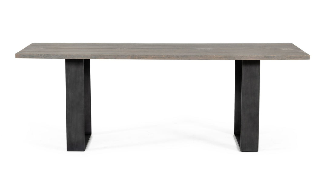 Murphy - Modern Grey Aged Oak & Black Metal Dining Table