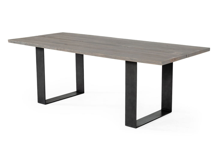 Murphy - Modern Grey Aged Oak &amp; Black Metal Dining Table