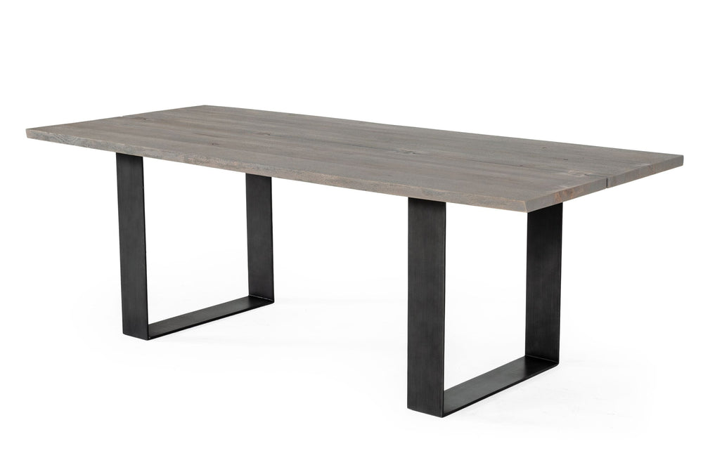 Murphy - Modern Grey Aged Oak & Black Metal Dining Table - View 2