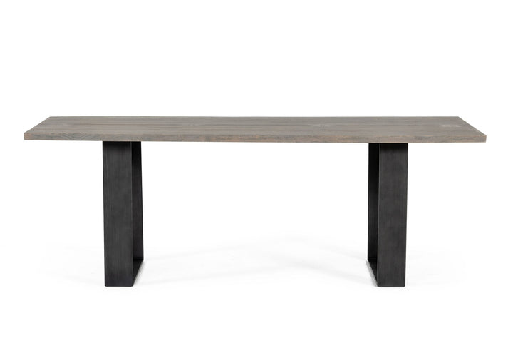 Murphy - Modern Grey Aged Oak &amp; Black Metal Dining Table