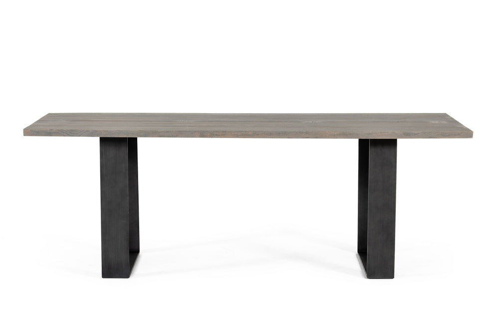 Murphy - Modern Grey Aged Oak & Black Metal Dining Table - View 3