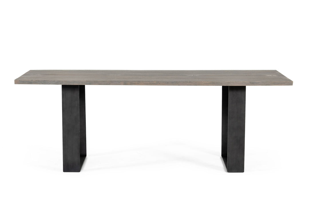 Murphy - Modern Grey Aged Oak & Black Metal Dining Table