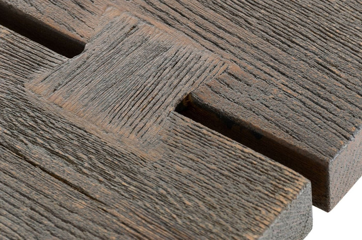 Murphy - Modern Grey Aged Oak &amp; Black Metal Dining Table