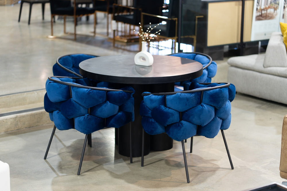 Debra Modern Blue Fabric Dining Chair - View 5