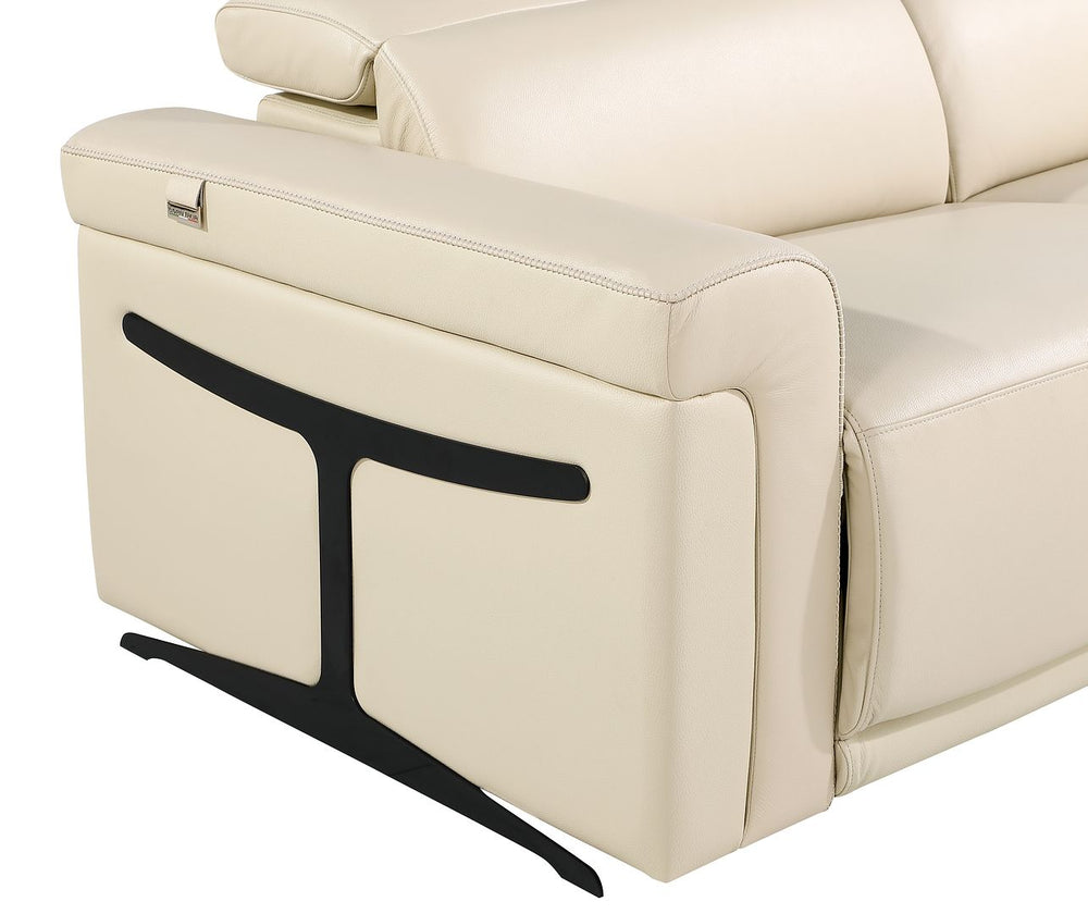 DivanItalia 1126 Power Reclining Sofa in Top Grain Italian Leather with 2 Power Recliners & Power Headrests - Beige