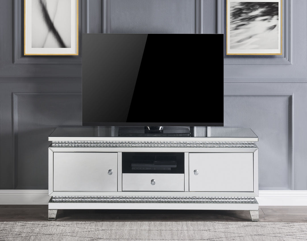 Lotus - TV Stand - Mirrored, Faux Ice Cube Crystals