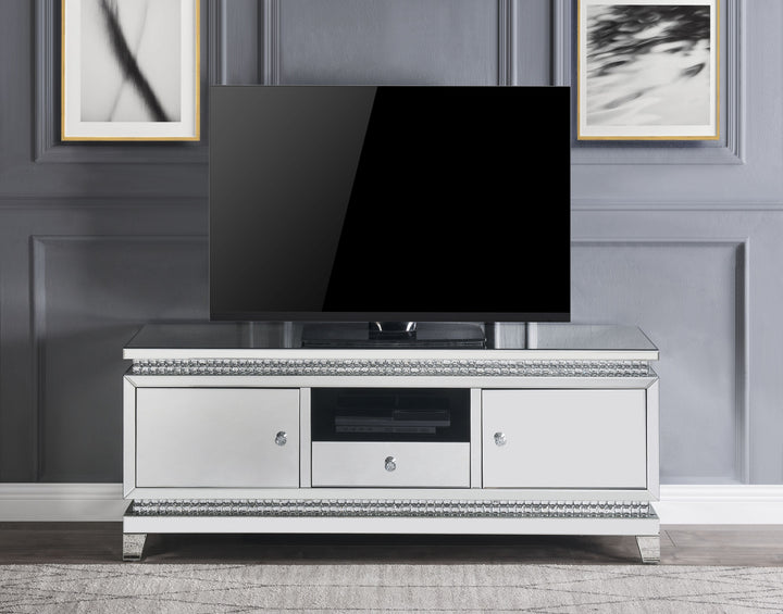 Lotus - TV Stand - Mirrored, Faux Ice Cube Crystals