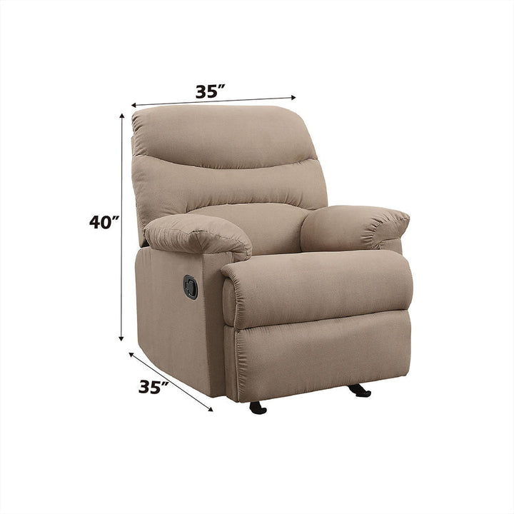 Arcadia - Motion Glider Recliner - Light Brown Microfiber