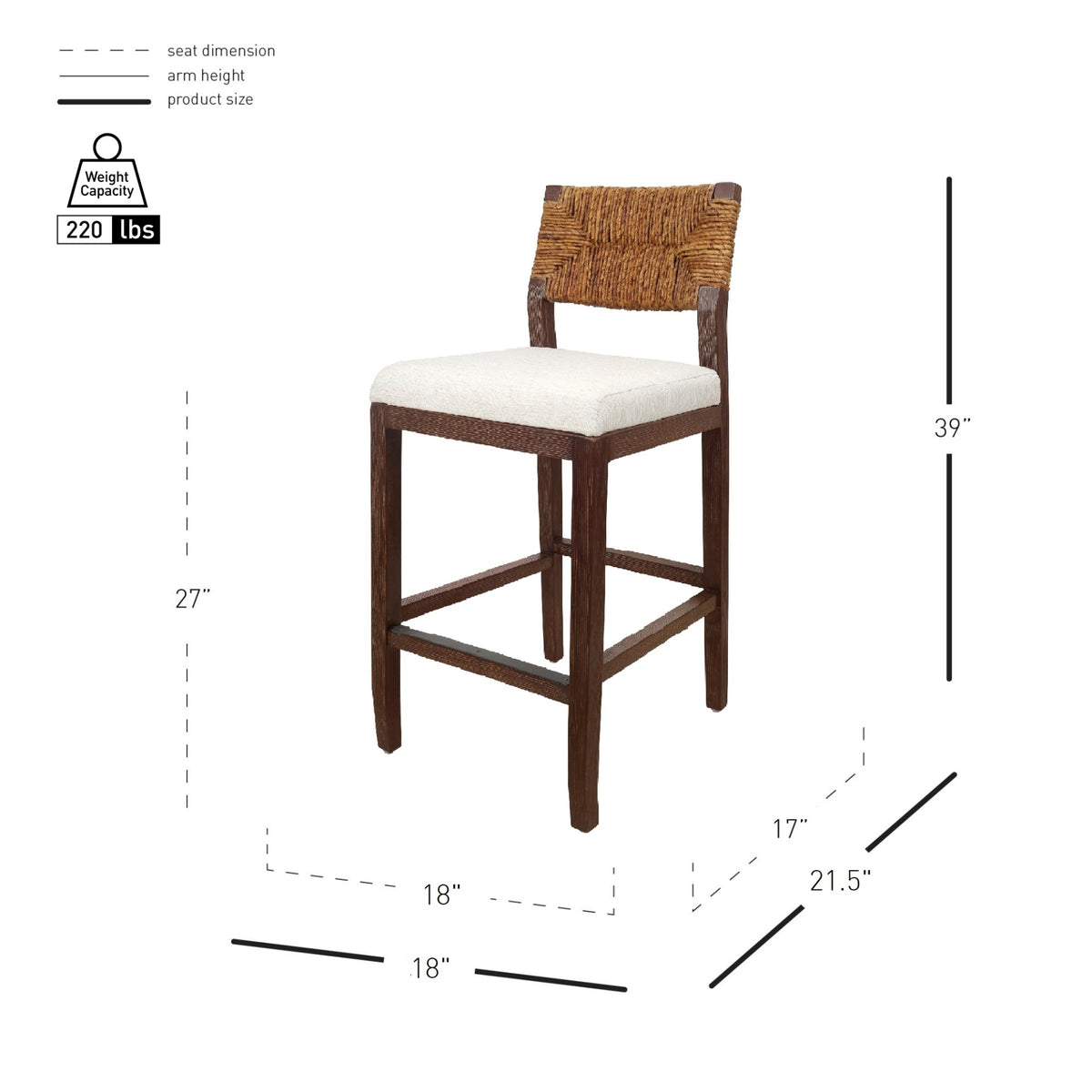 Lyon Abaca Counter Stool - Natural - view 2