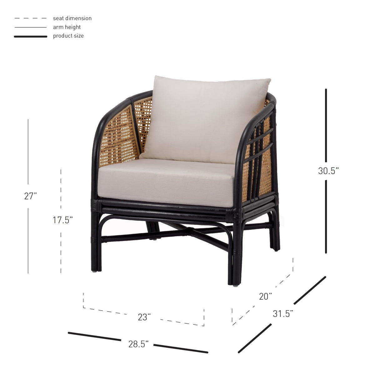Ferrara Rattan Accent Arm Chair - Black/Natural