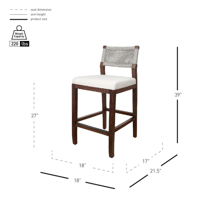 Pierre Rope Counter Stool - Gray - view 2