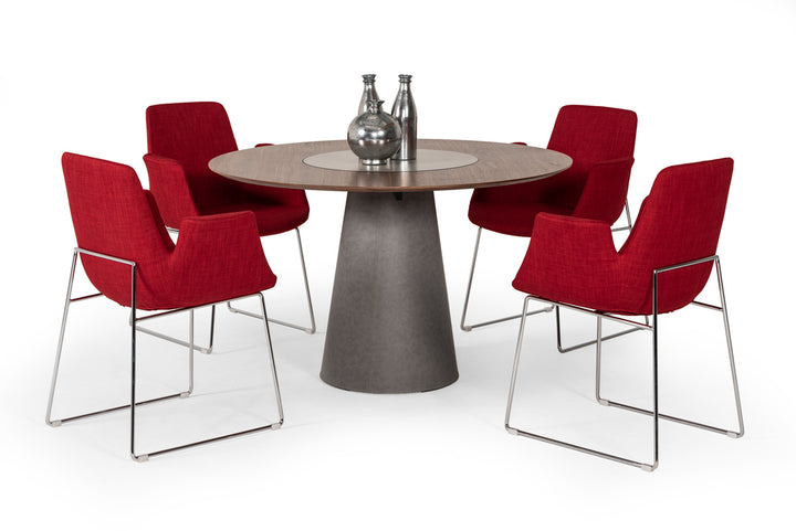 Altair Mid-Century Red Fabric Dining Chair