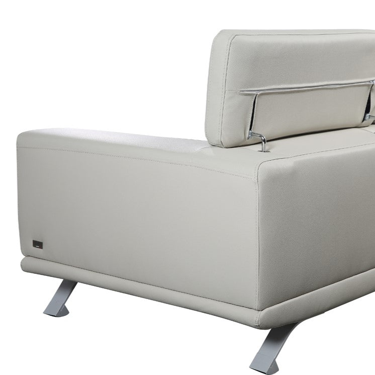 Brustle Modern Light Grey Eco-Leather Lounge Chair - View 2
