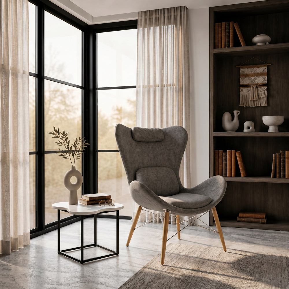 Britt Modern Grey Fabric Accent Chair - View 4