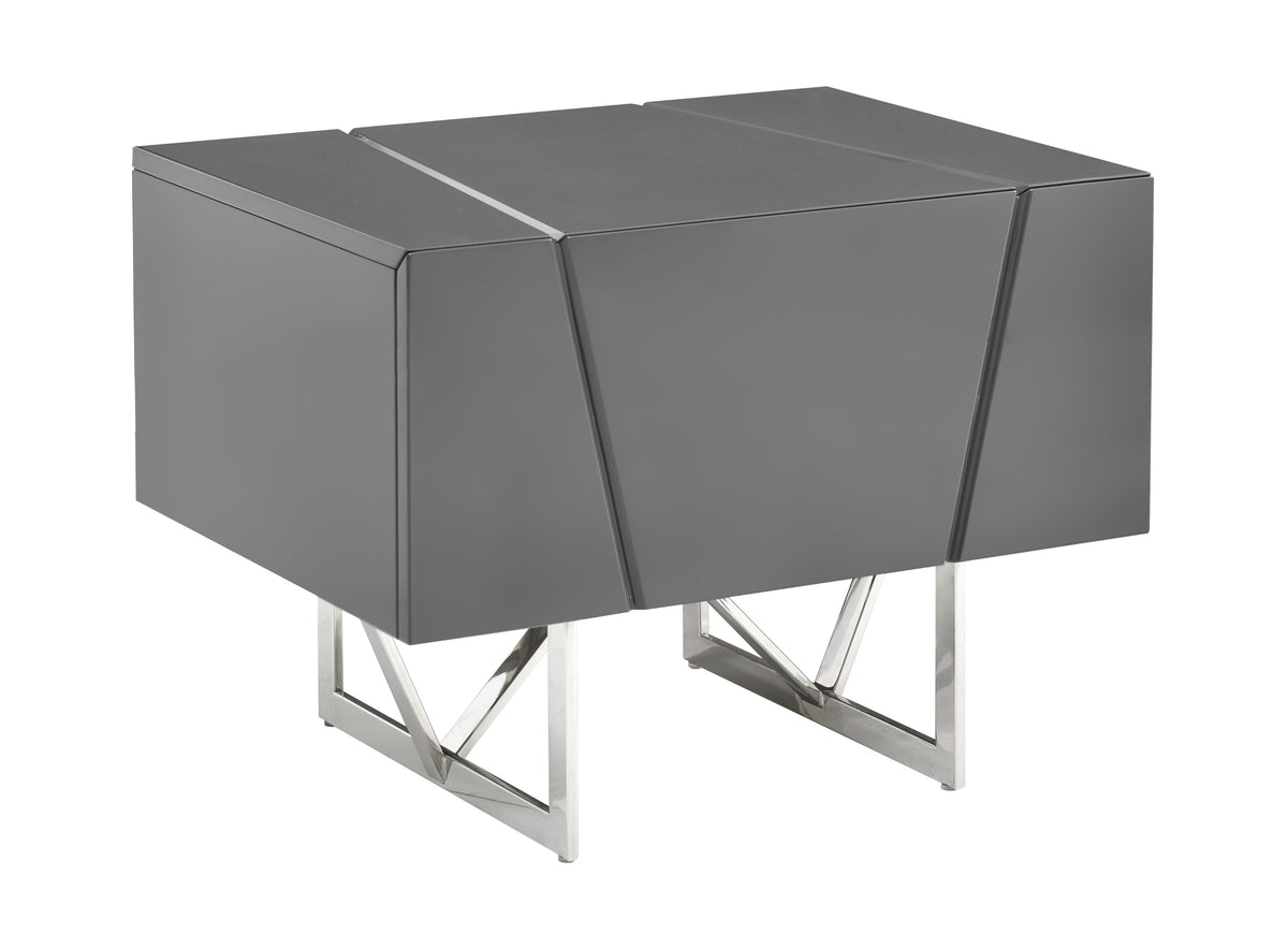 Chrysler Modern Grey Nightstand - View 2