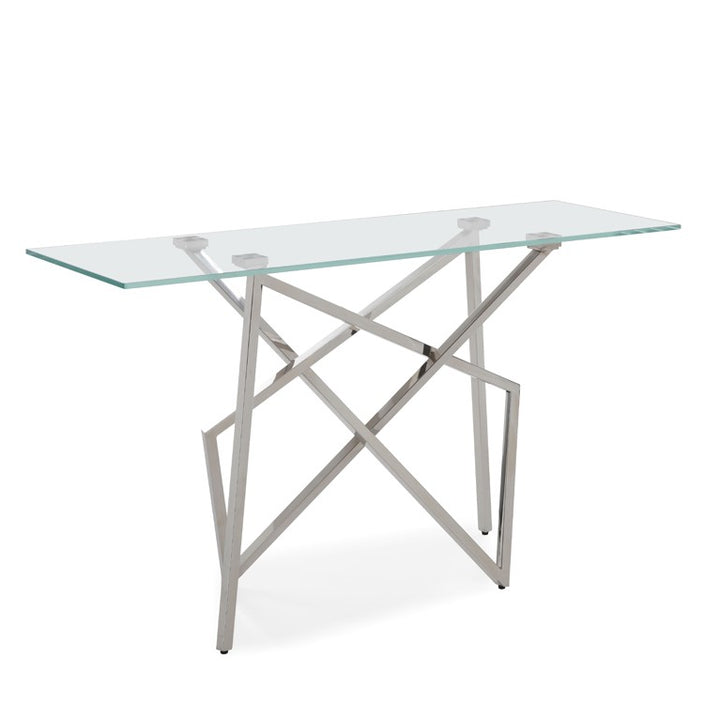 Hawkins Modern Glass &amp; Stainless Steel Console Table