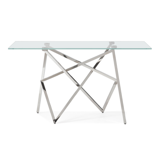 Hawkins Modern Glass &amp; Stainless Steel Console Table
