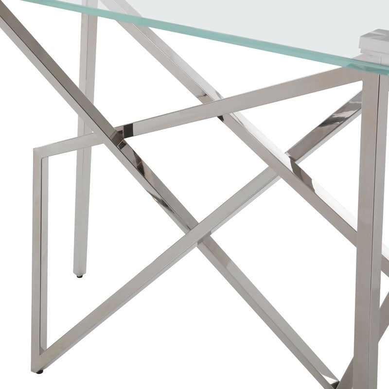 Hawkins Modern Glass & Stainless Steel Console Table