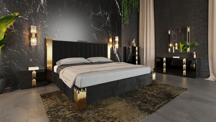 Token Modern Black &amp; Gold Bedroom Set