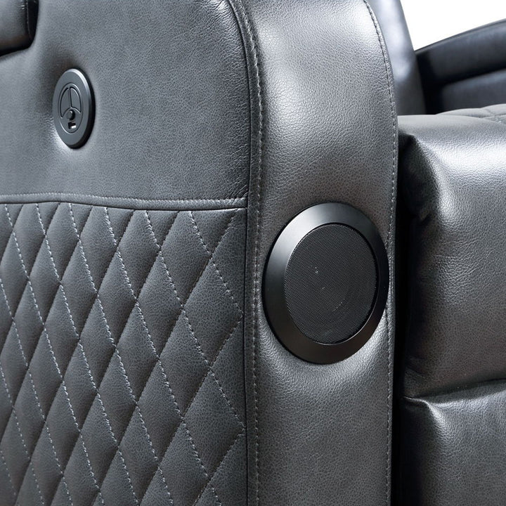 Alair - Power Motion Recliner With Bluetooth, Wireless Charger & Cupholder - Dark Gray Leather Aire