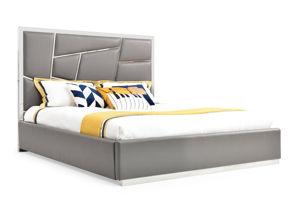 Chrysler Modern Grey Bonded Leather Bed - View 3