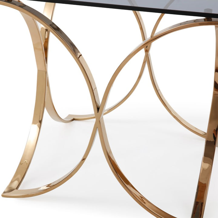 Reklaw Modern Smoked Glass &amp; Rosegold End Table