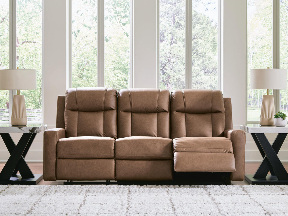 Mackmenville Reclining Sofa - Caramel (6)