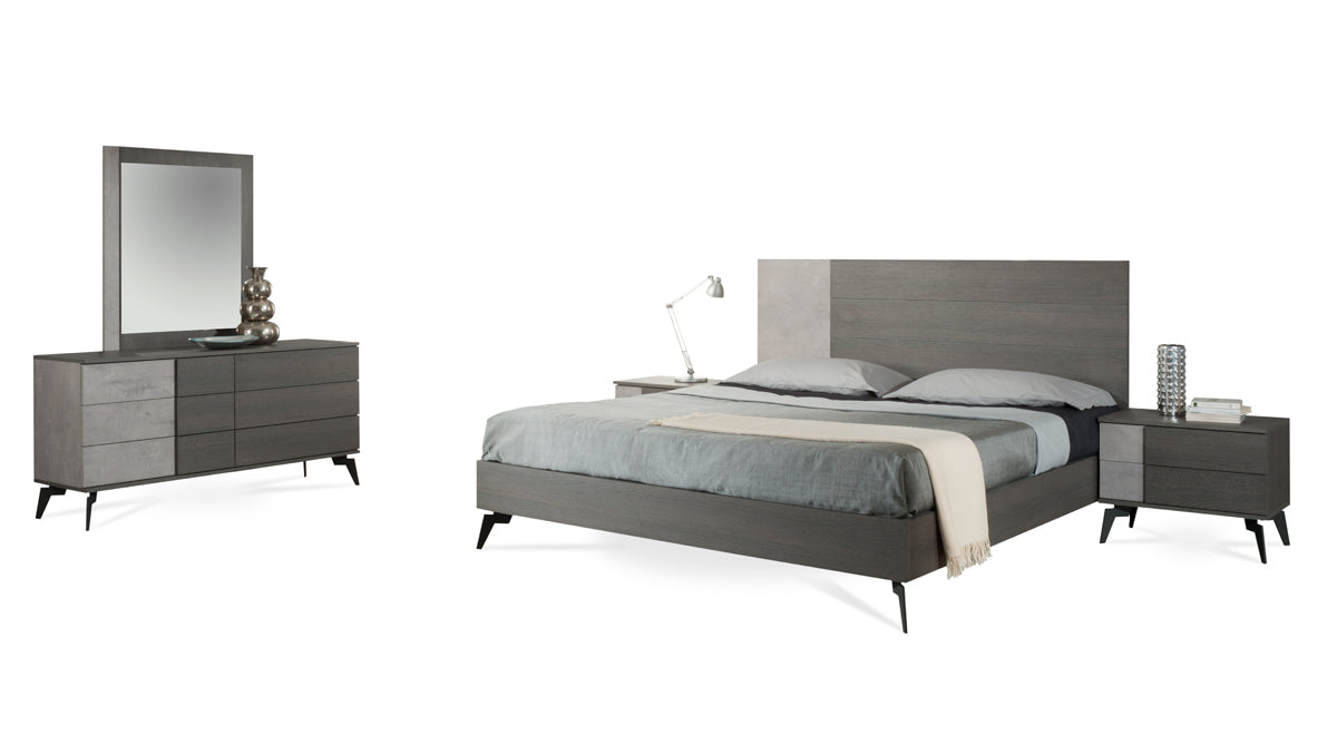 Palermo Italian Modern Faux Concrete & Grey Nightstand