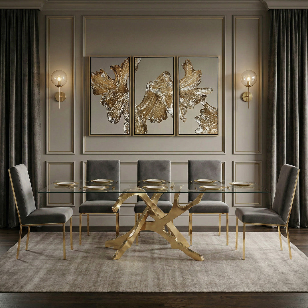 Reba Modern Grey Velvet & Gold Dining Chair (Set of 2)