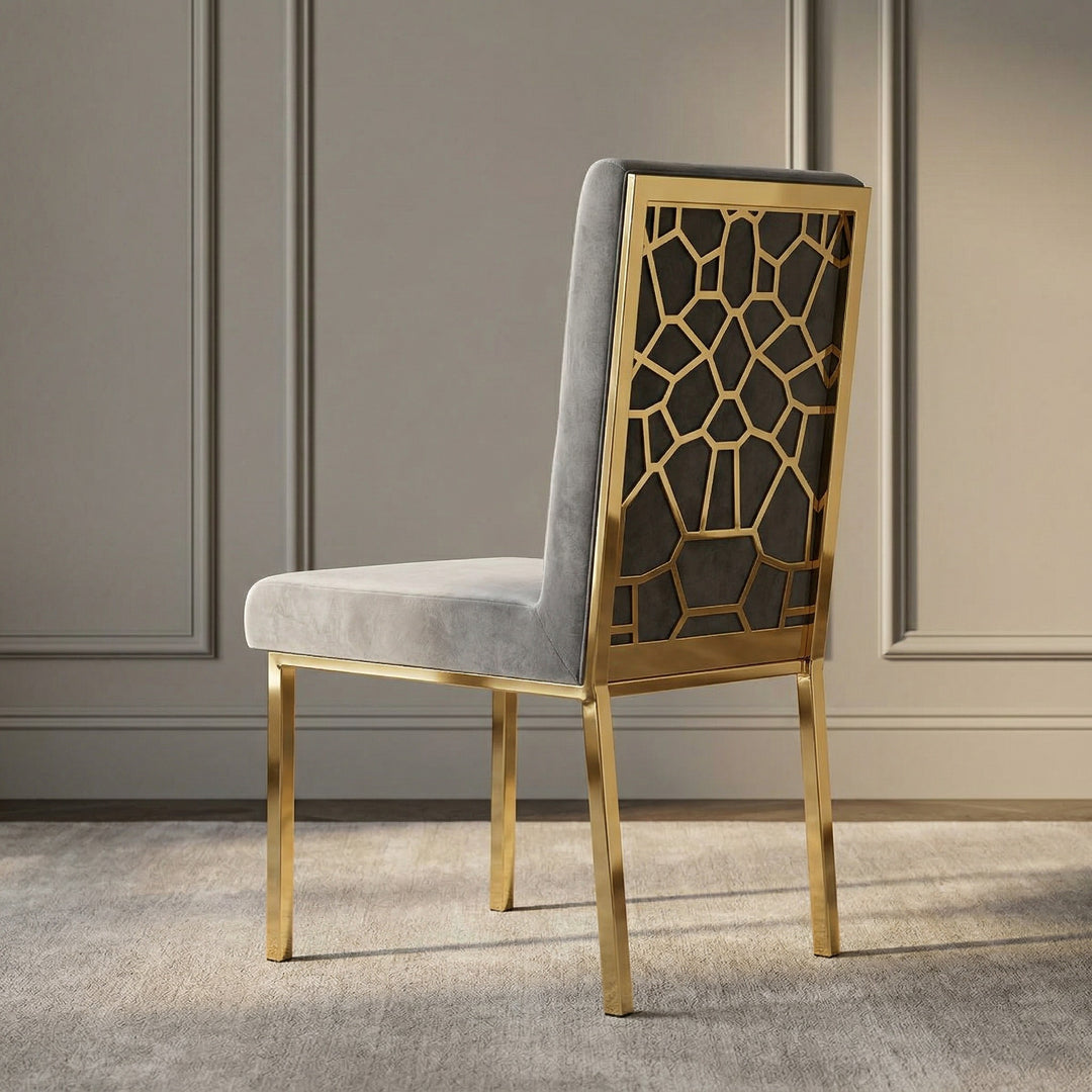 Reba Modern Grey Velvet & Gold Dining Chair (Set of 2)