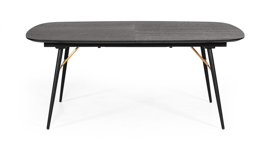 Billy Modern Black Oak  and  Gold Extendable Dining Table