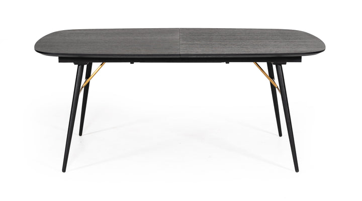 Billy Modern Black Oak  and  Gold Extendable Dining Table