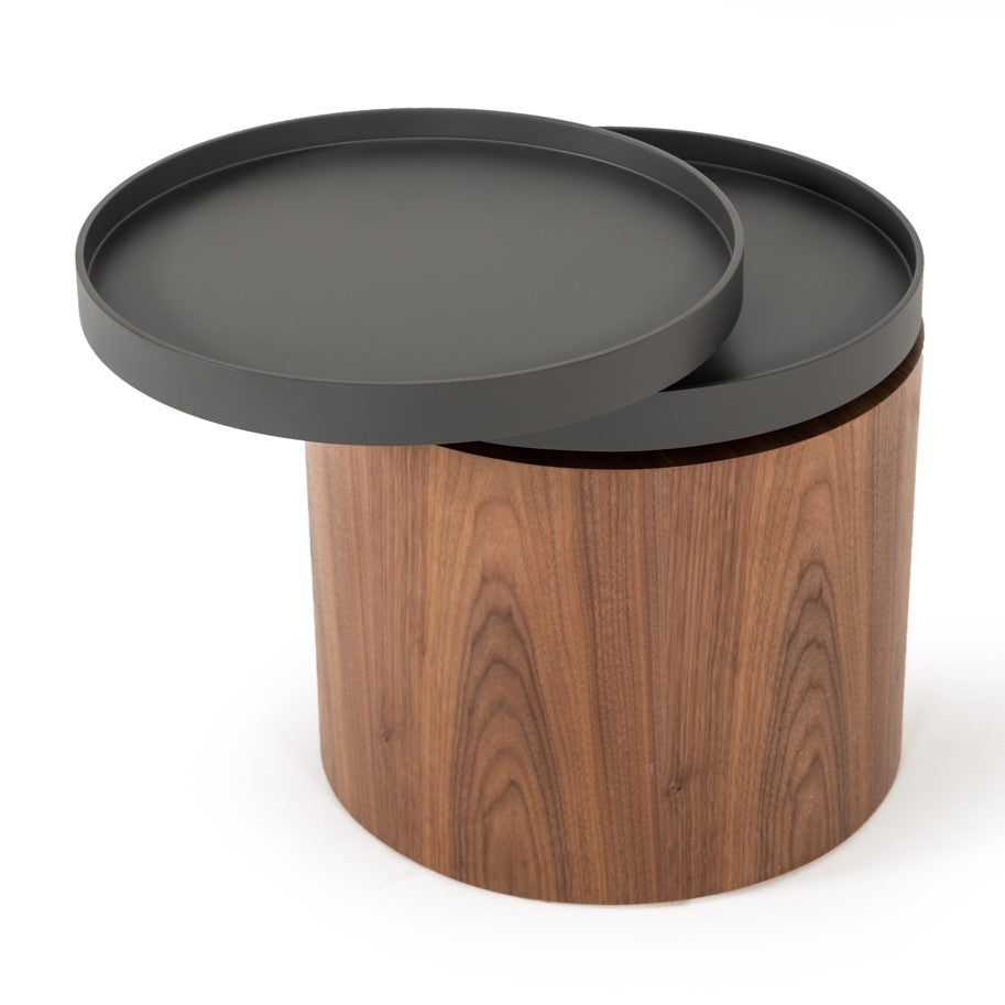 Bascom Modern Walnut End Table W/ Swivel Top