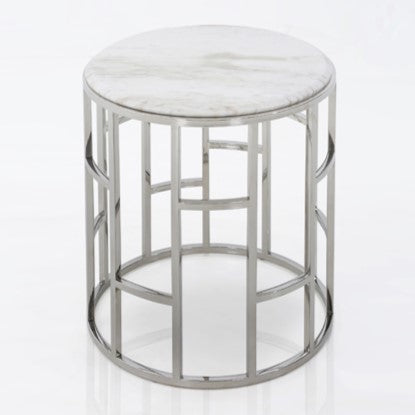 Silvan Modern Marble & Stainless Steel End Table