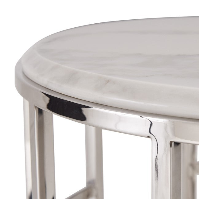 Silvan Modern Marble &amp; Stainless Steel End Table