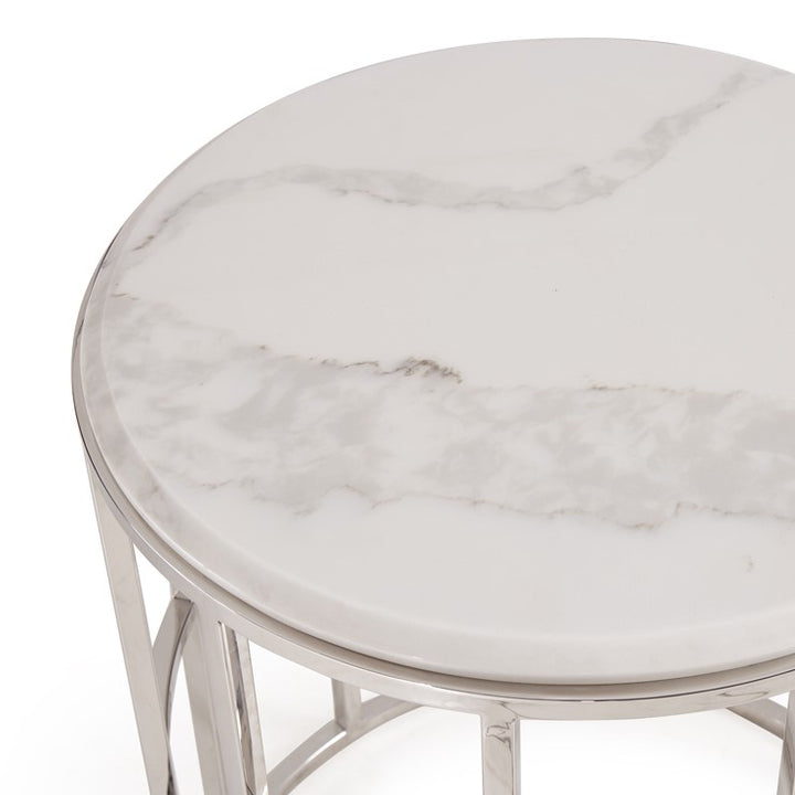 Silvan Modern Marble &amp; Stainless Steel End Table