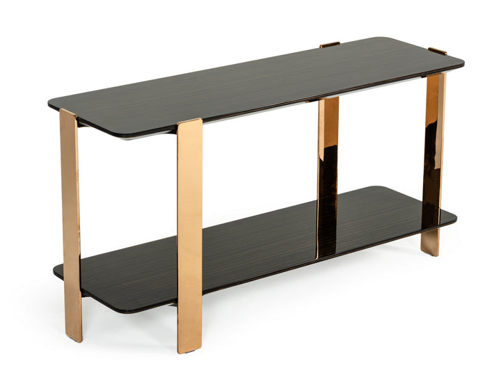 Leroy Modern Ebony &amp; Rosegold Console Table