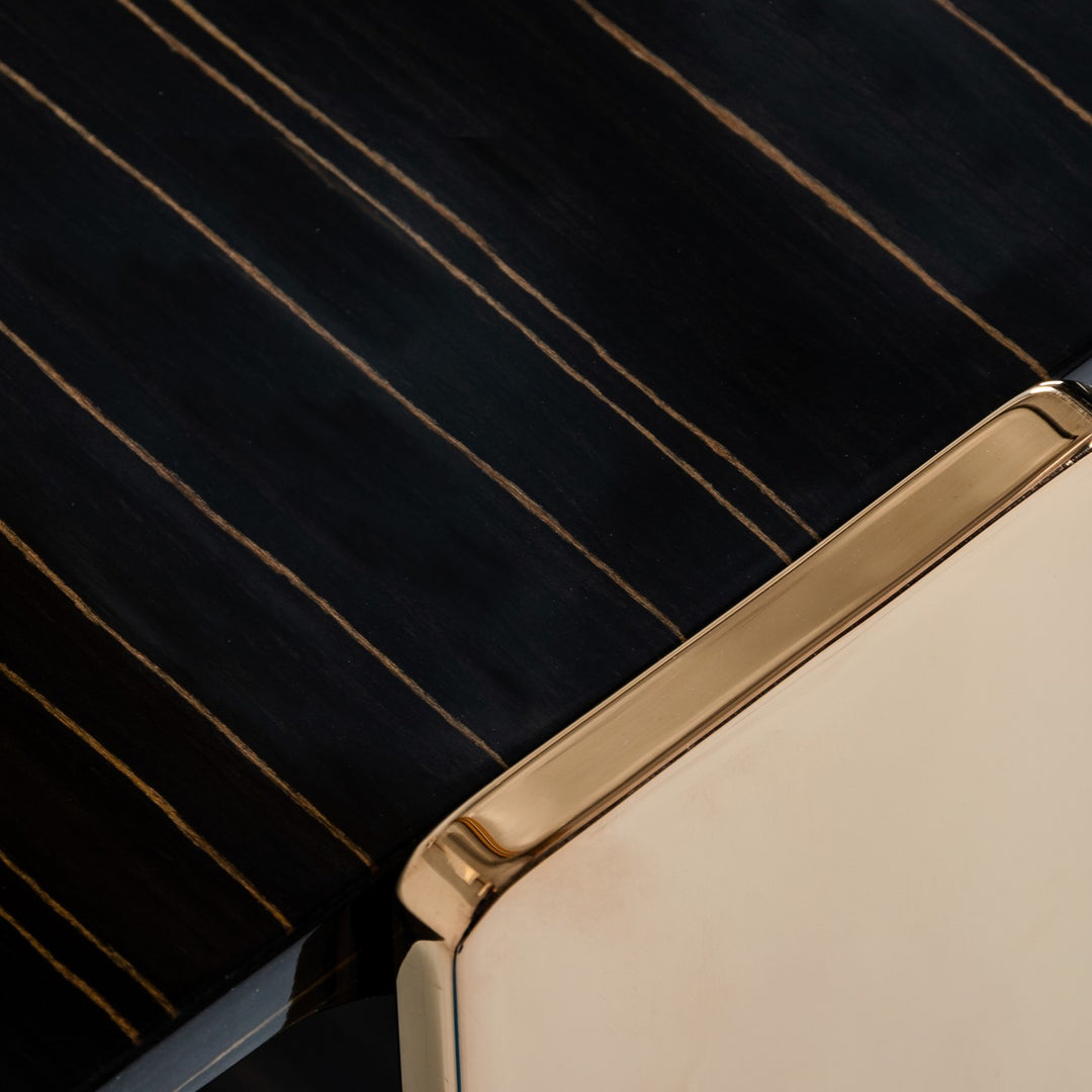 Leroy Modern Ebony & Rosegold Console Table