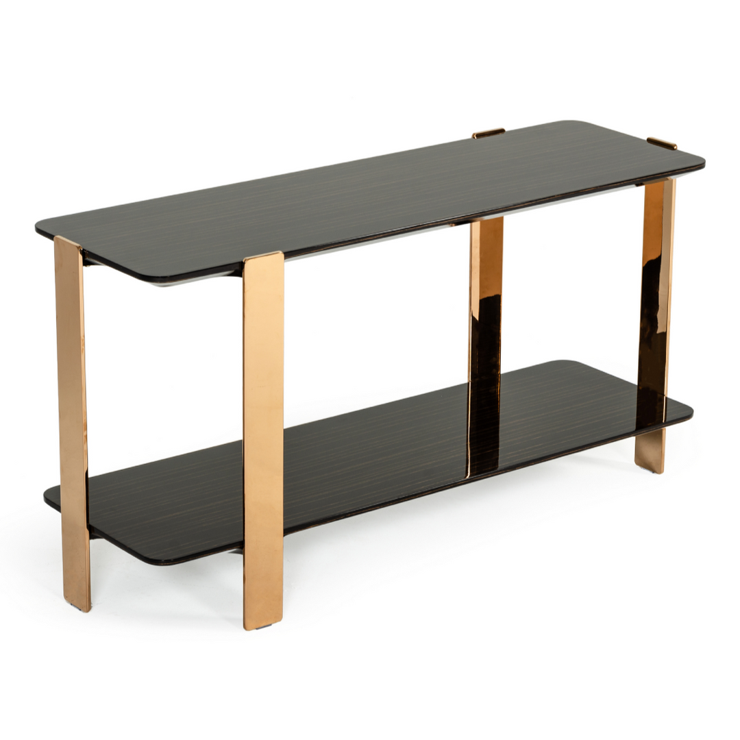 Leroy Modern Ebony & Rosegold Console Table