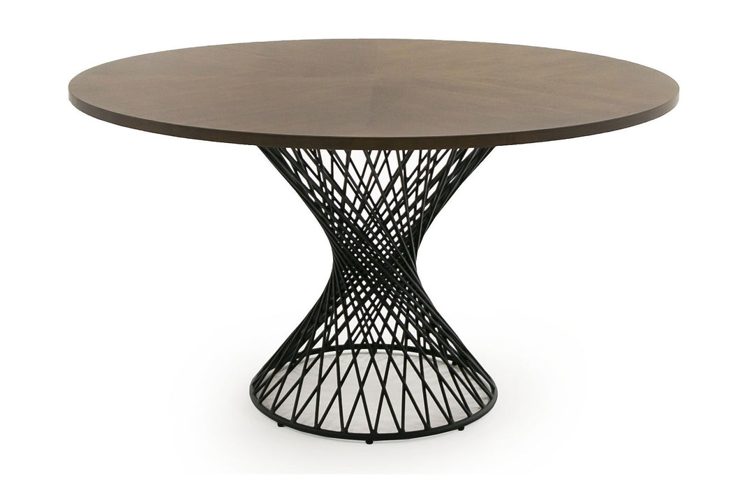 Theresa Modern Round Walnut  and  Black Table
