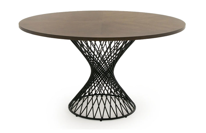 Theresa Modern Round Walnut &amp; Black Table