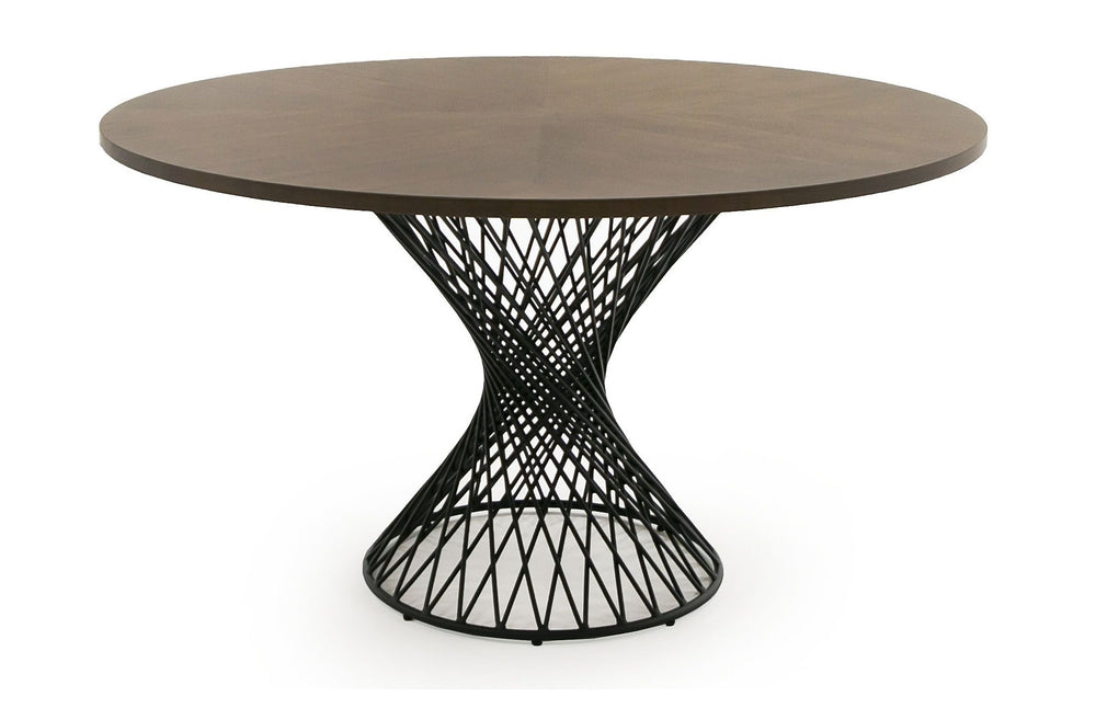 Theresa Modern Round Walnut & Black Table - View 7