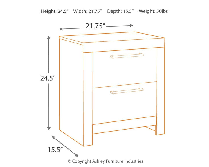 Derekson - Two Drawer Night Stand - Multi Gray