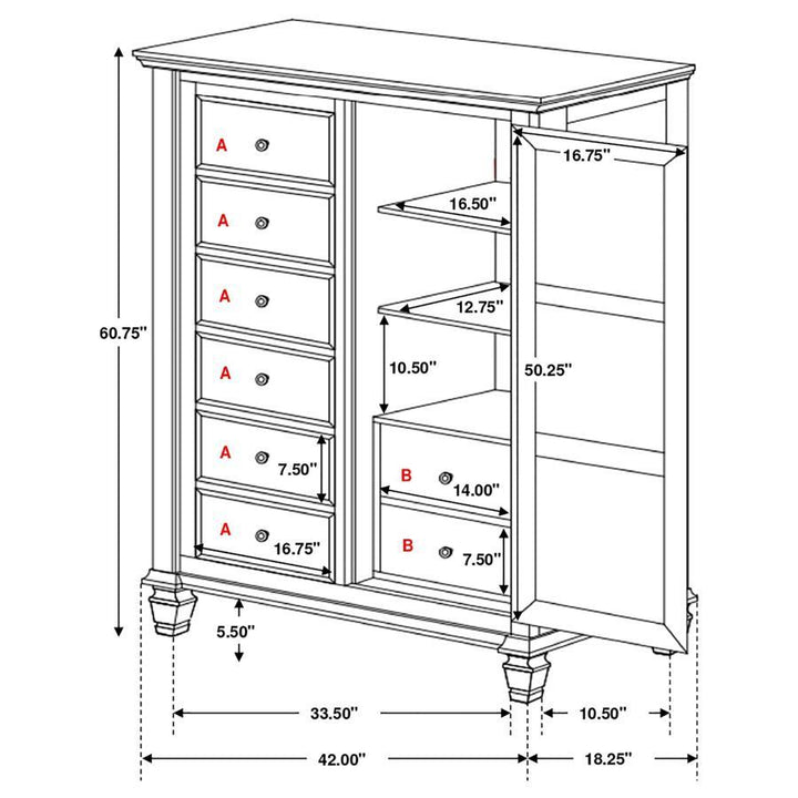 Sandy Beach - 8-Drawer Door Chest - Cream White