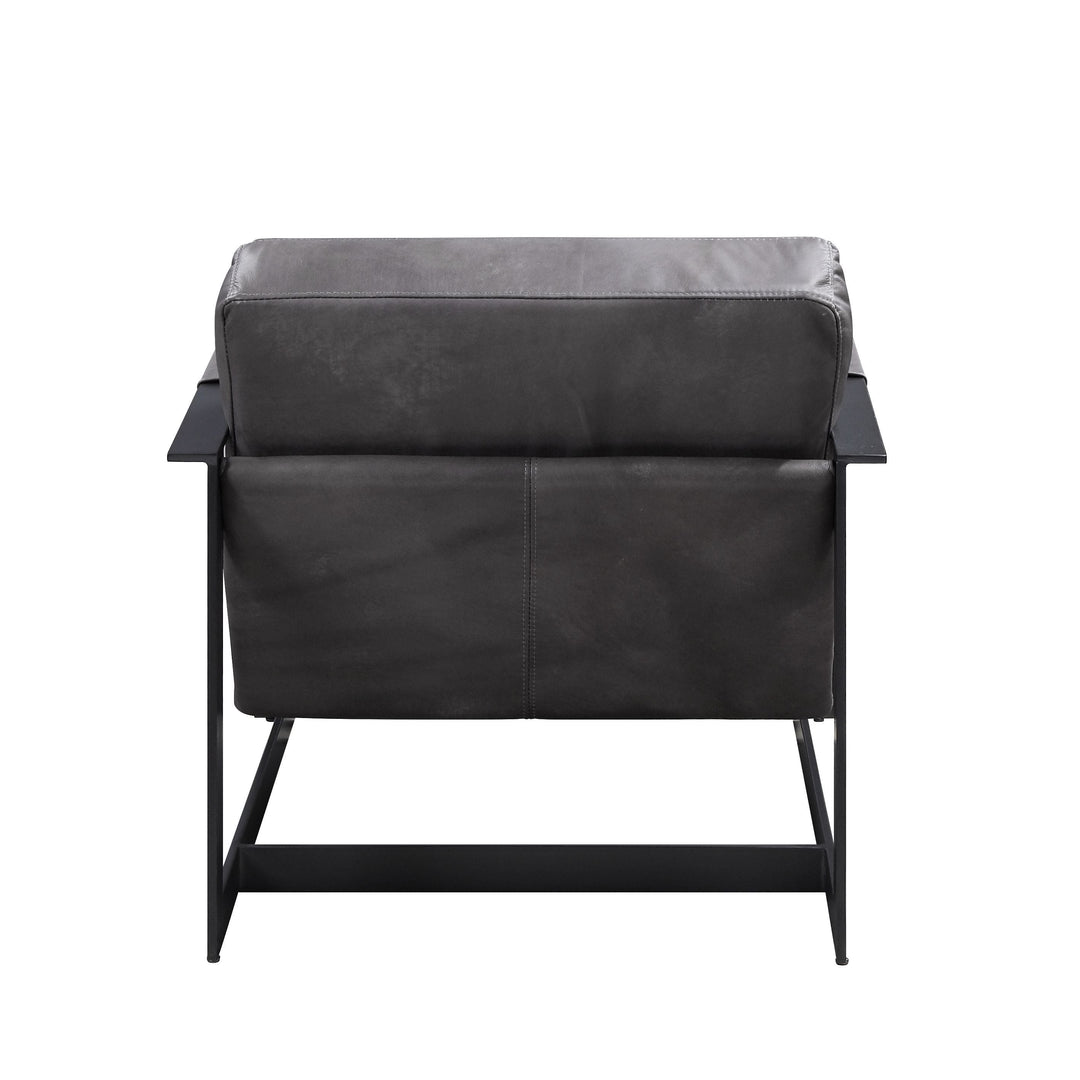 Locnos - Accent Chair - Gray Top Grain Leather & Black