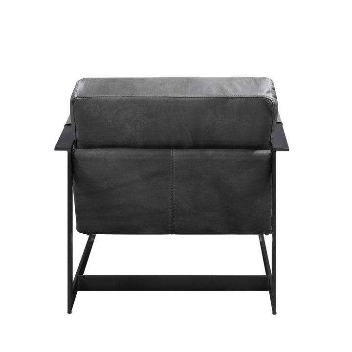 Locnos - Accent Chair - Gray Top Grain Leather & Black