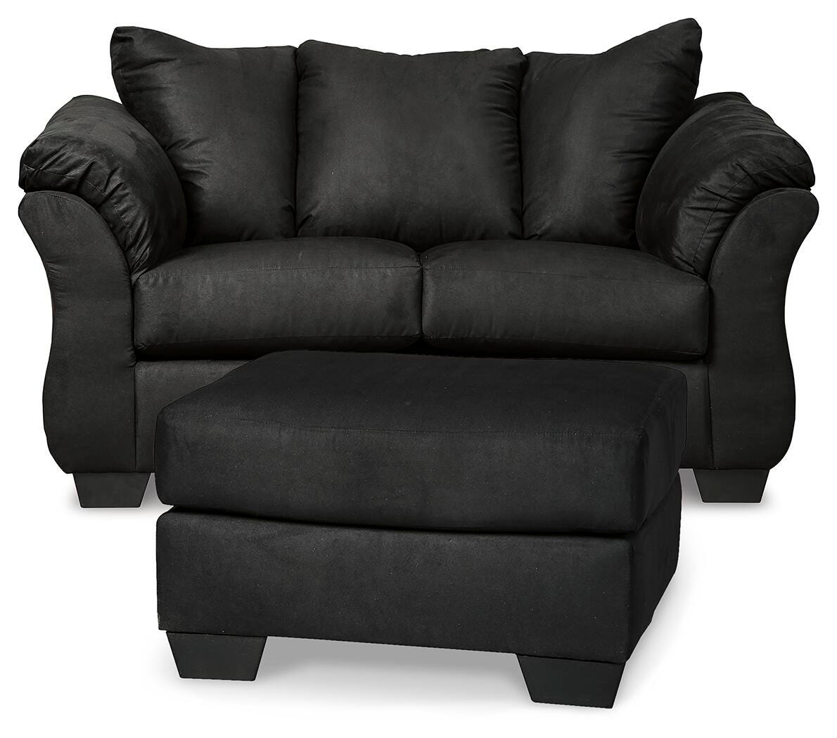 Darcy Loveseat and Ottoman - Black (1)