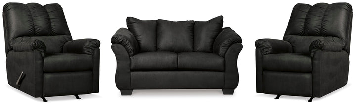 Darcy Loveseat and 2 Recliners - Black (1)