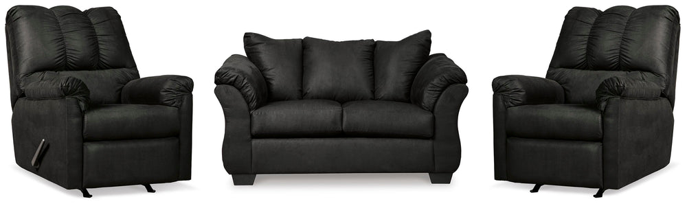 Darcy Loveseat and 2 Recliners - Black (1)